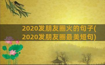 2020发朋友圈火的句子(2020发朋友圈最美短句)