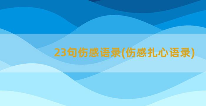 23句伤感语录(伤感扎心语录)