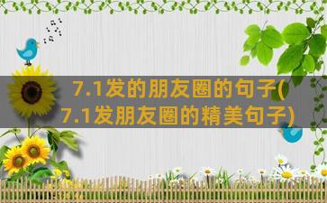 7.1发的朋友圈的句子(7.1发朋友圈的精美句子)