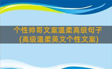 个性帅哥文案温柔高级句子(高级温柔英文个性文案)