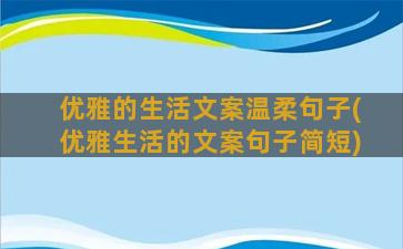 优雅的生活文案温柔句子(优雅生活的文案句子简短)