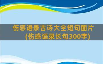 伤感语录古诗大全短句图片(伤感语录长句300字)