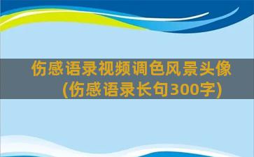 伤感语录视频调色风景头像(伤感语录长句300字)