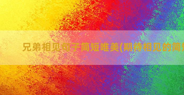 兄弟相见句子简短唯美(期待相见的简短句子)