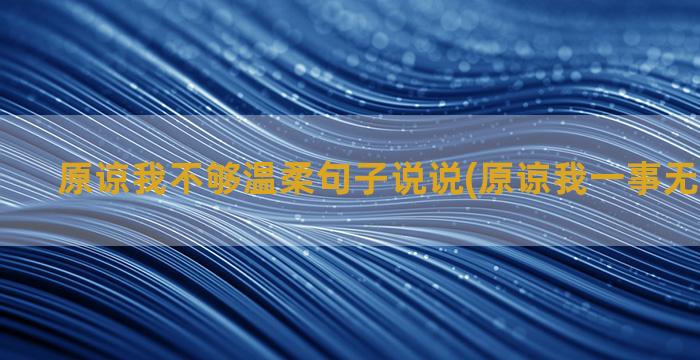 原谅我不够温柔句子说说(原谅我一事无成的温柔)