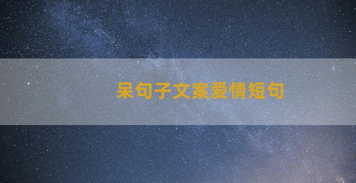 呆句子文案爱情短句