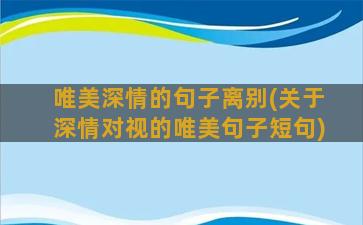 唯美深情的句子离别(关于深情对视的唯美句子短句)