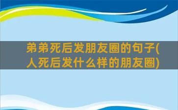 弟弟死后发朋友圈的句子(人死后发什么样的朋友圈)