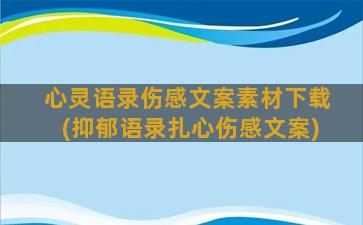 心灵语录伤感文案素材下载(抑郁语录扎心伤感文案)