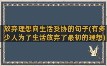 放弃理想向生活妥协的句子(有多少人为了生活放弃了最初的理想)