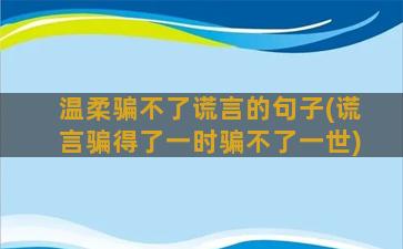 温柔骗不了谎言的句子(谎言骗得了一时骗不了一世)