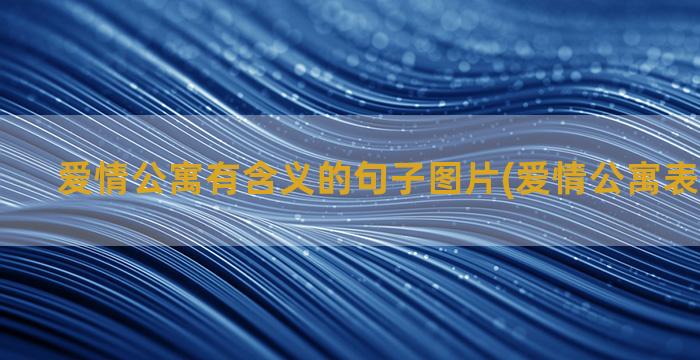 爱情公寓有含义的句子图片(爱情公寓表达的含义)