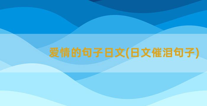 爱情的句子日文(日文催泪句子)