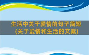 生活中关于爱情的句子简短(关于爱情和生活的文案)