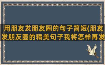 用朋友发朋友圈的句子简短(朋友发朋友圈的精美句子我将怎样再发朋友圈)