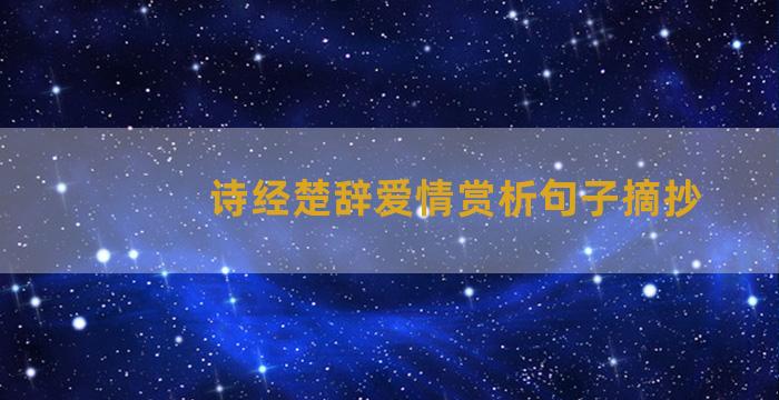 诗经楚辞爱情赏析句子摘抄